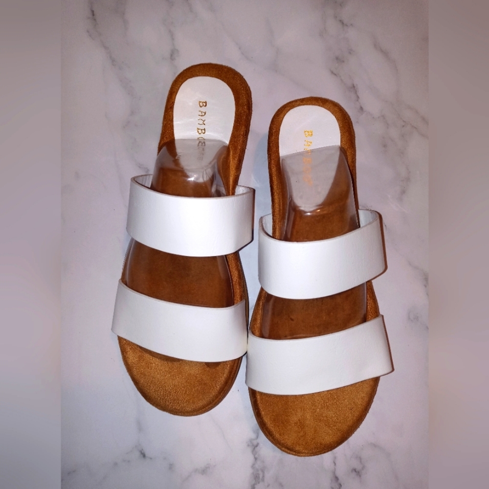 White double strap sandals